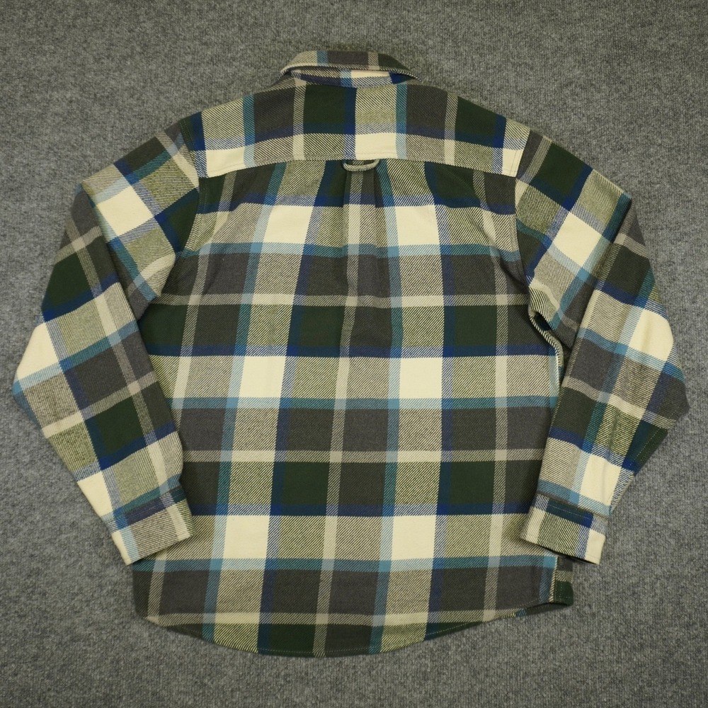 Orvis Heavy Flannel Button Down Shirt Mens Large Green Blue Plaid Pockets - Picture 10 of 11